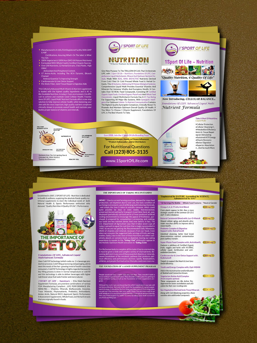 Brochure Design by debdesign for 1 Sport Of Life Global Inc | Design #10811808