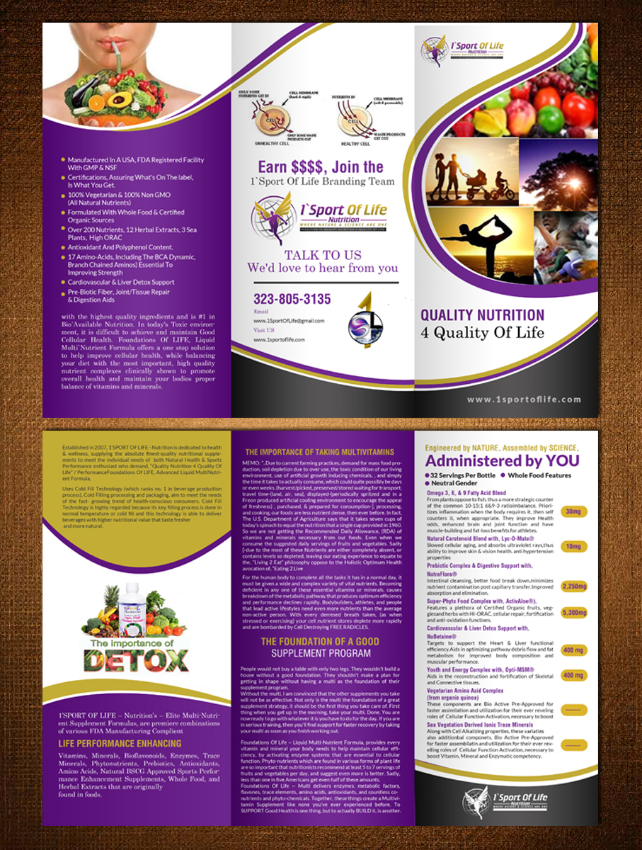 Brochure Design by creative.bugs for 1 Sport Of Life Global Inc | Design #10739323