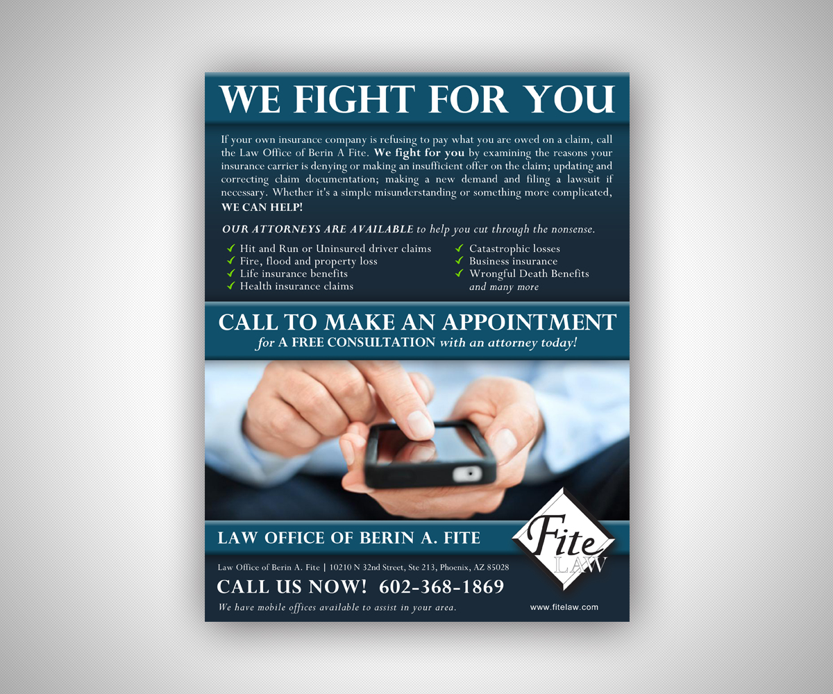 Advertisement Design by neboica for Fite Law Group | Design #2216009