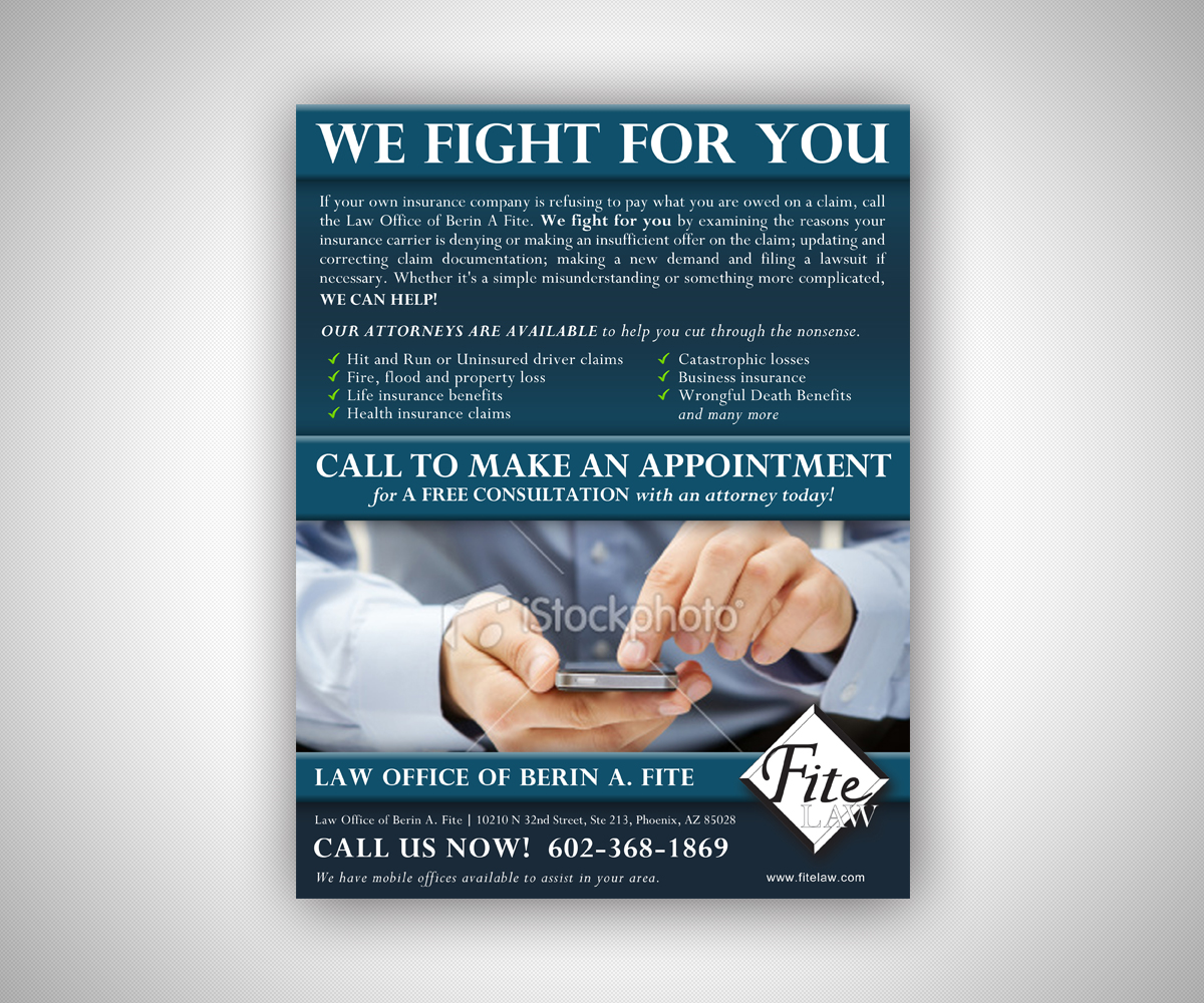 Advertisement Design by neboica for Fite Law Group | Design #2216012