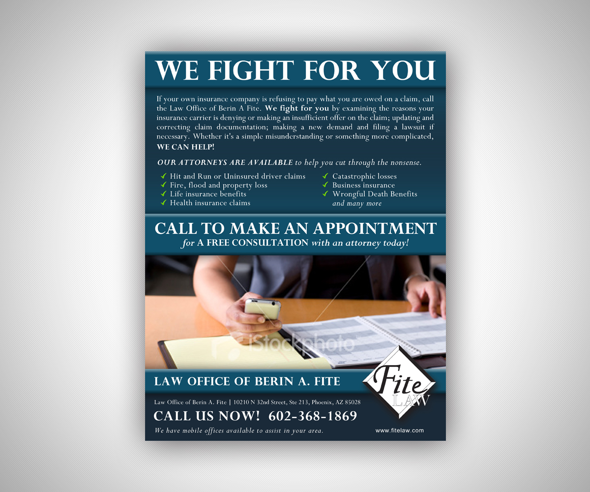 Advertisement Design by neboica for Fite Law Group | Design #2216014