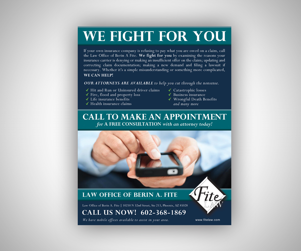 Advertisement Design by neboica for Fite Law Group | Design #2216577