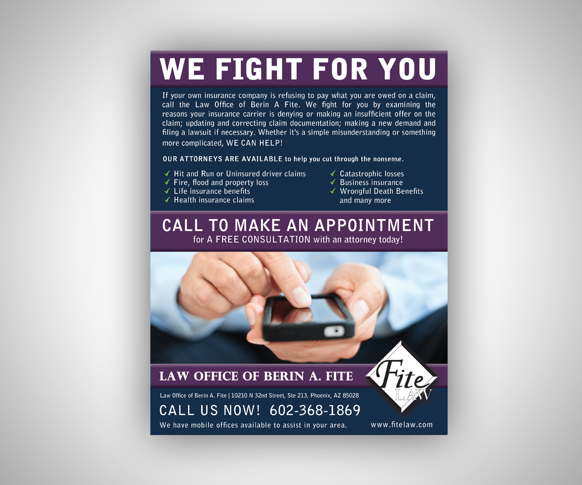 Advertisement Design by neboica for Fite Law Group | Design #2216609