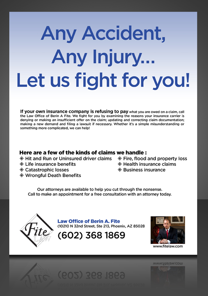 Advertisement Design by jgeoinbox for Fite Law Group | Design #2240355