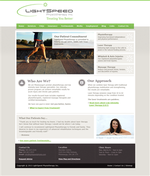 Web Design by kpixel for LightSpeed Physiotherapy | Design #2233797