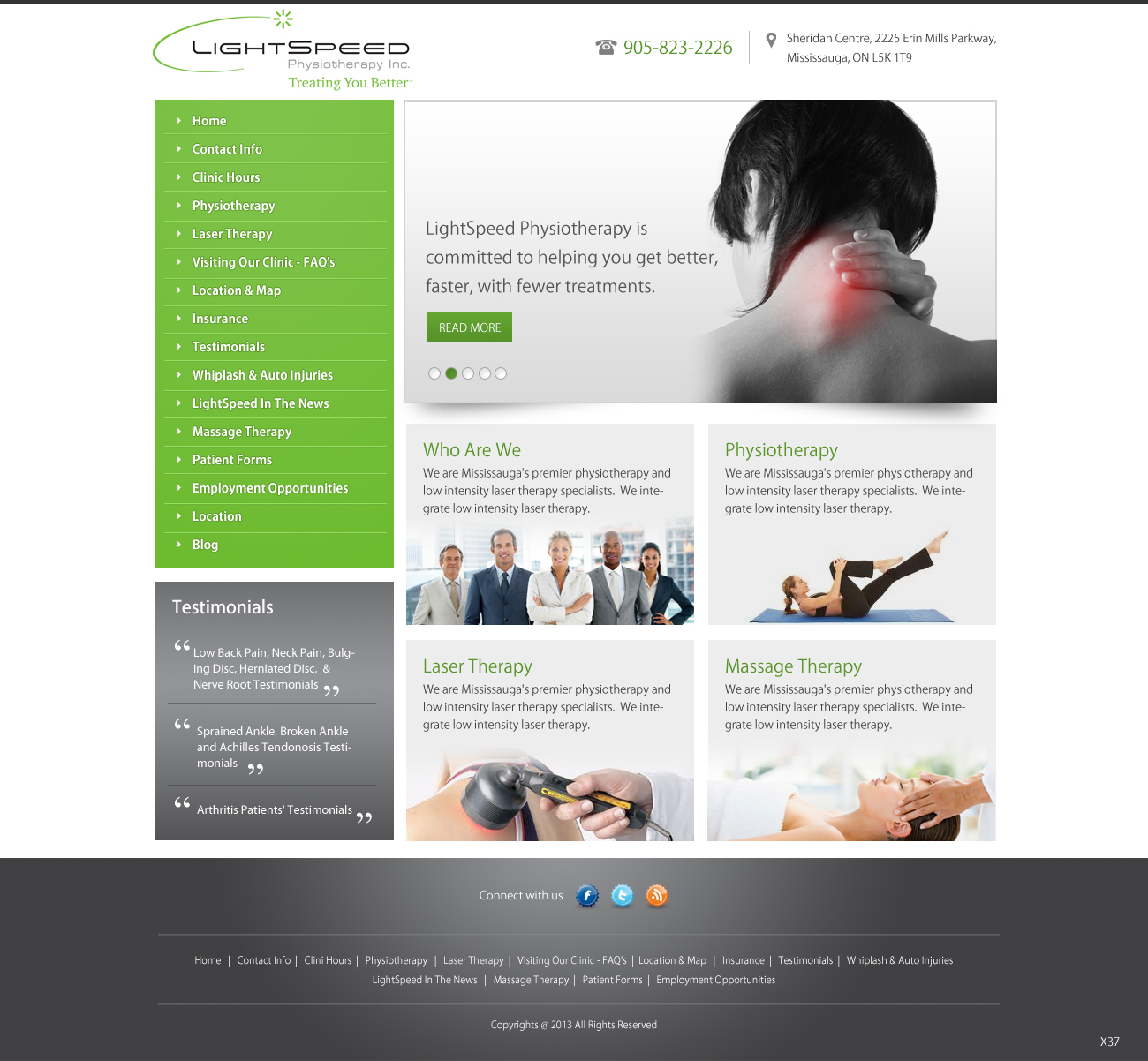 Web Design by pb for LightSpeed Physiotherapy | Design #2222190