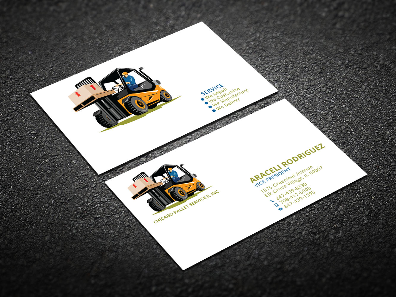 Business Card Design by Verified artistry (Design garden) for Chicago Pallet Service II Inc. | Design #10557754