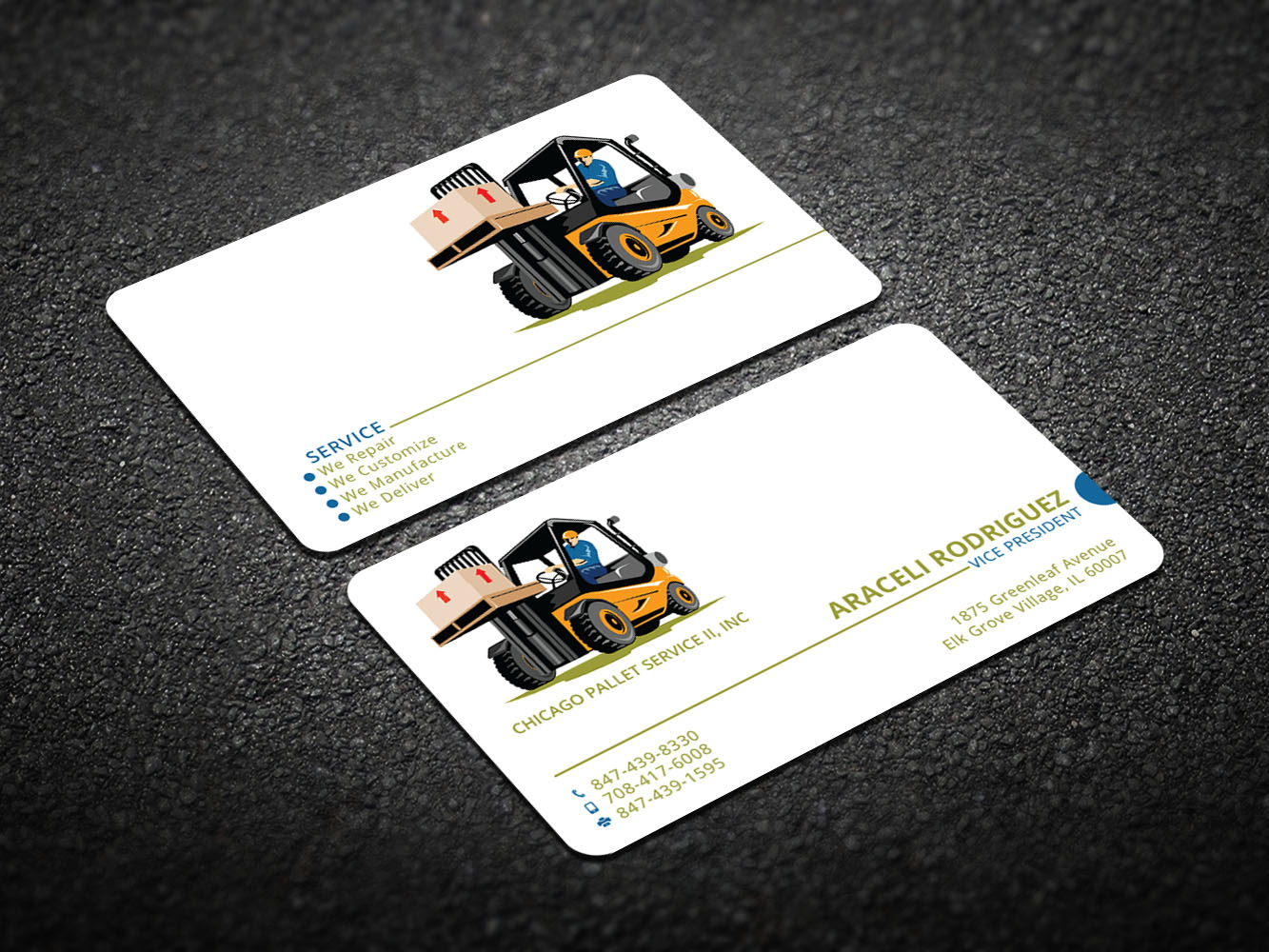 Business Card Design by Verified artistry (Design garden) for Chicago Pallet Service II Inc. | Design #10557757