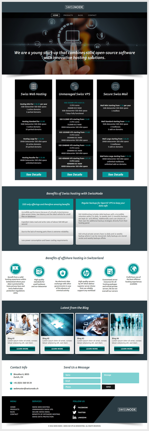 Web Design by -Marc- for Swissnode Hosting von Bergen | Design #10640886