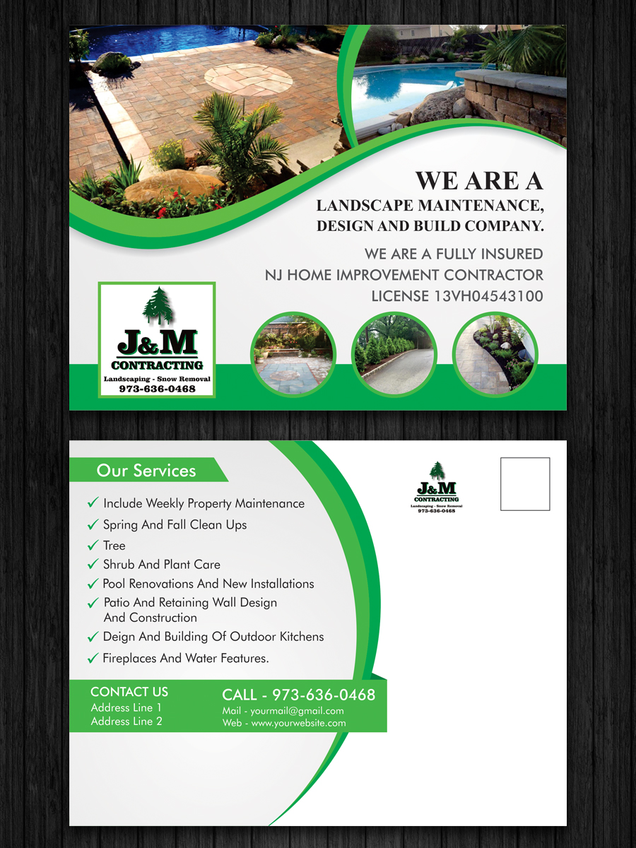 Postcard Design by ecorokerz for J&M Contracting  | Design #10557527