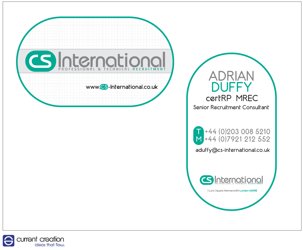 Diseño de Tarjeta de Presentación por Current Creation para este proyecto | Diseño #2228307