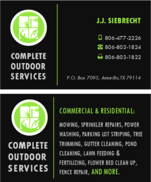 Diseño de Tarjeta de Presentación por citygirl17 para Complete Outdoor Services | Diseño: #10596877