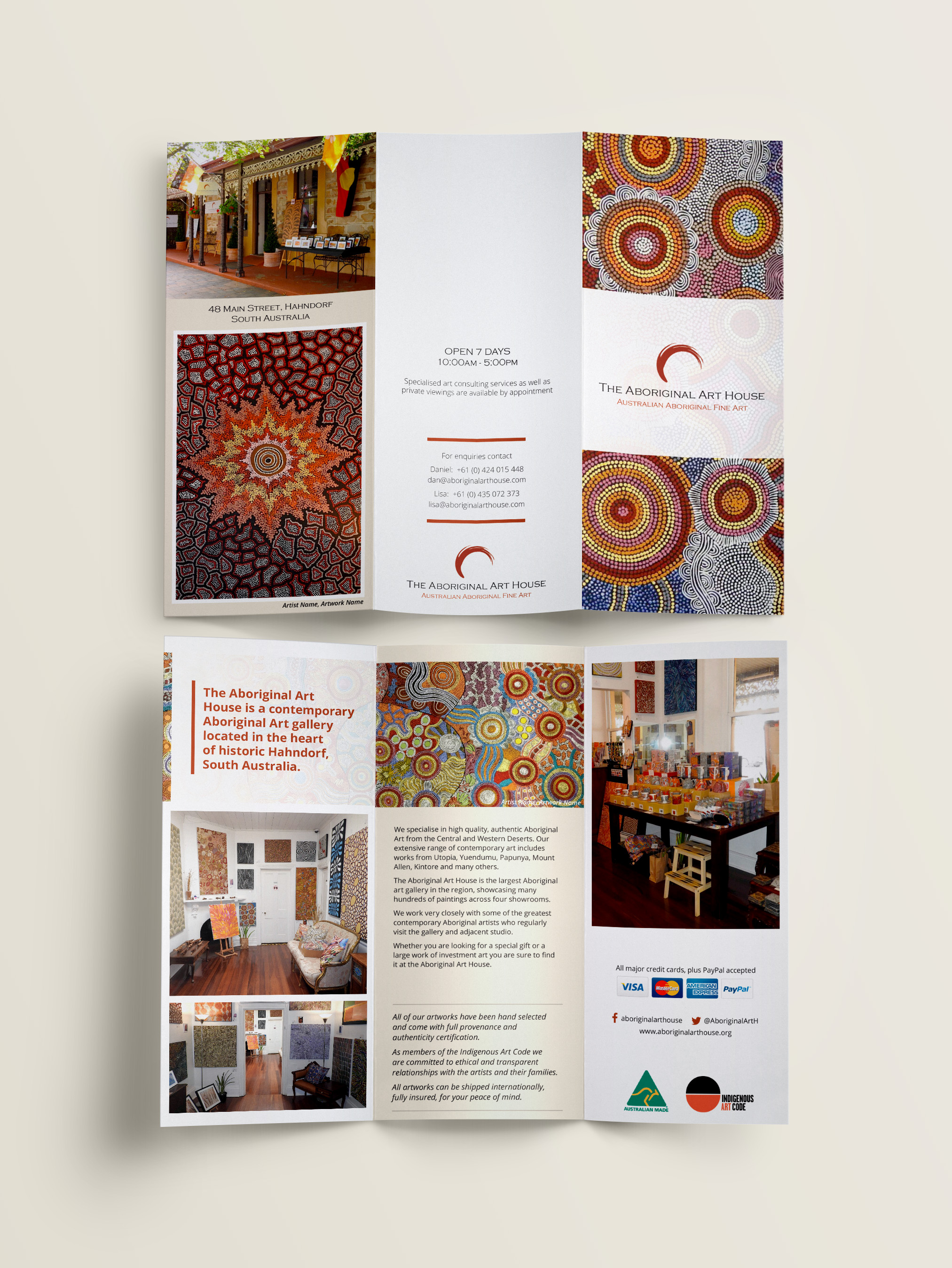 Brochure Design by Mish Stark for The Aboriginal Art House | Design #10587314