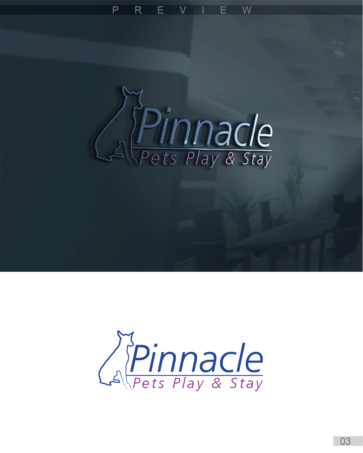 Diseño de Logo por 3Guys para Pinnacle Pets Play & Stay | Diseño #10561902