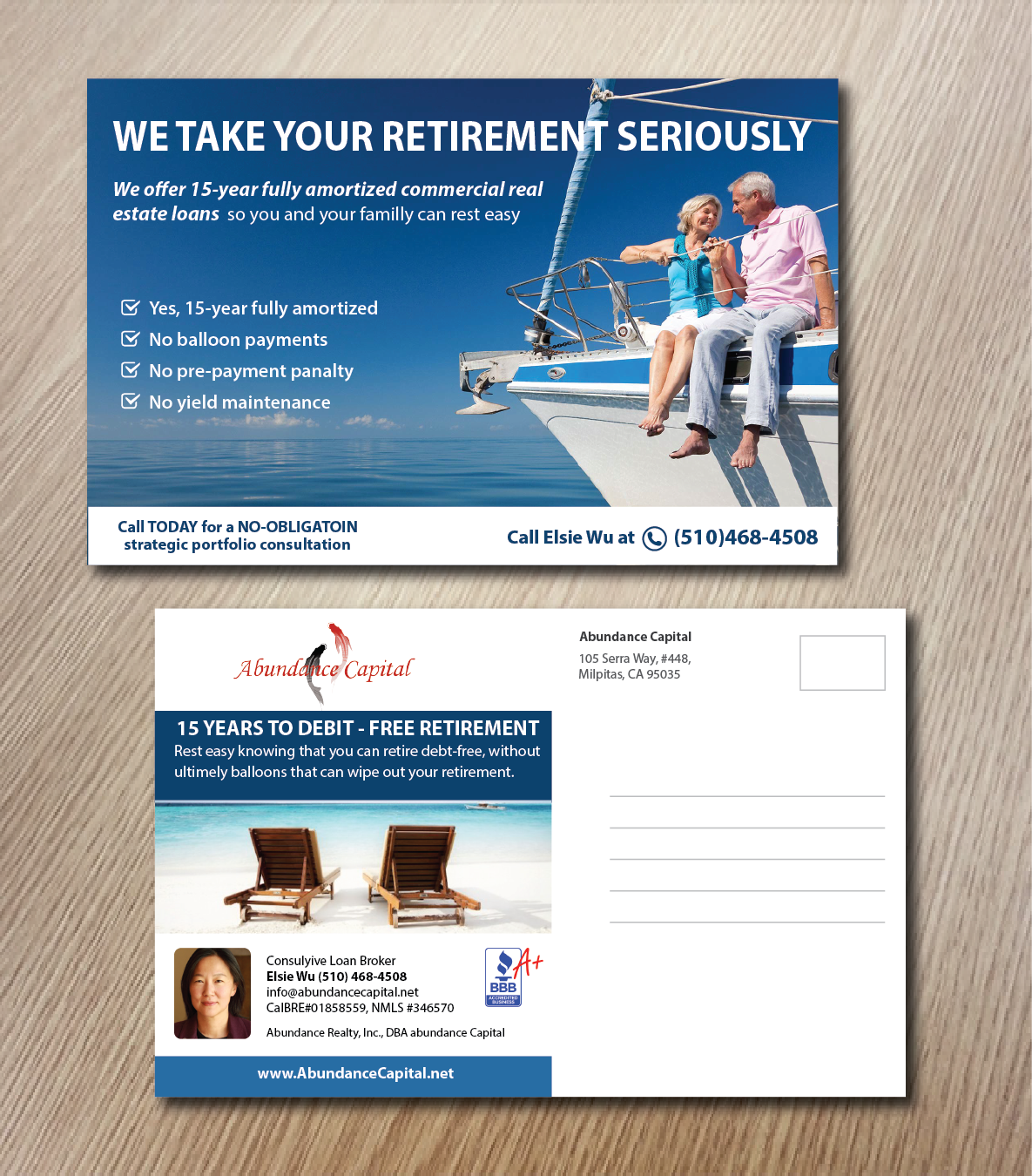 Postcard Design by alex989 for Abundance Capital | Design #10578225