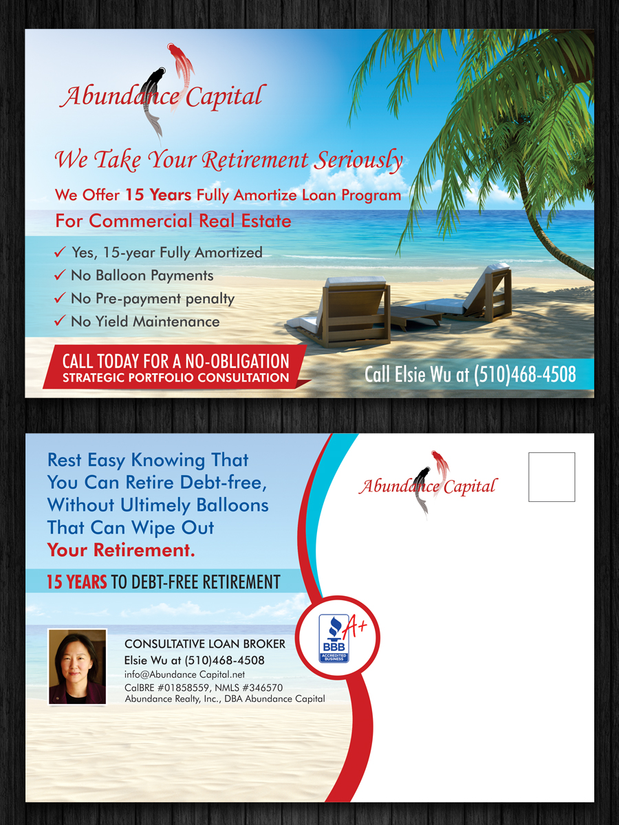 Postcard Design by ecorokerz for Abundance Capital | Design #10569042