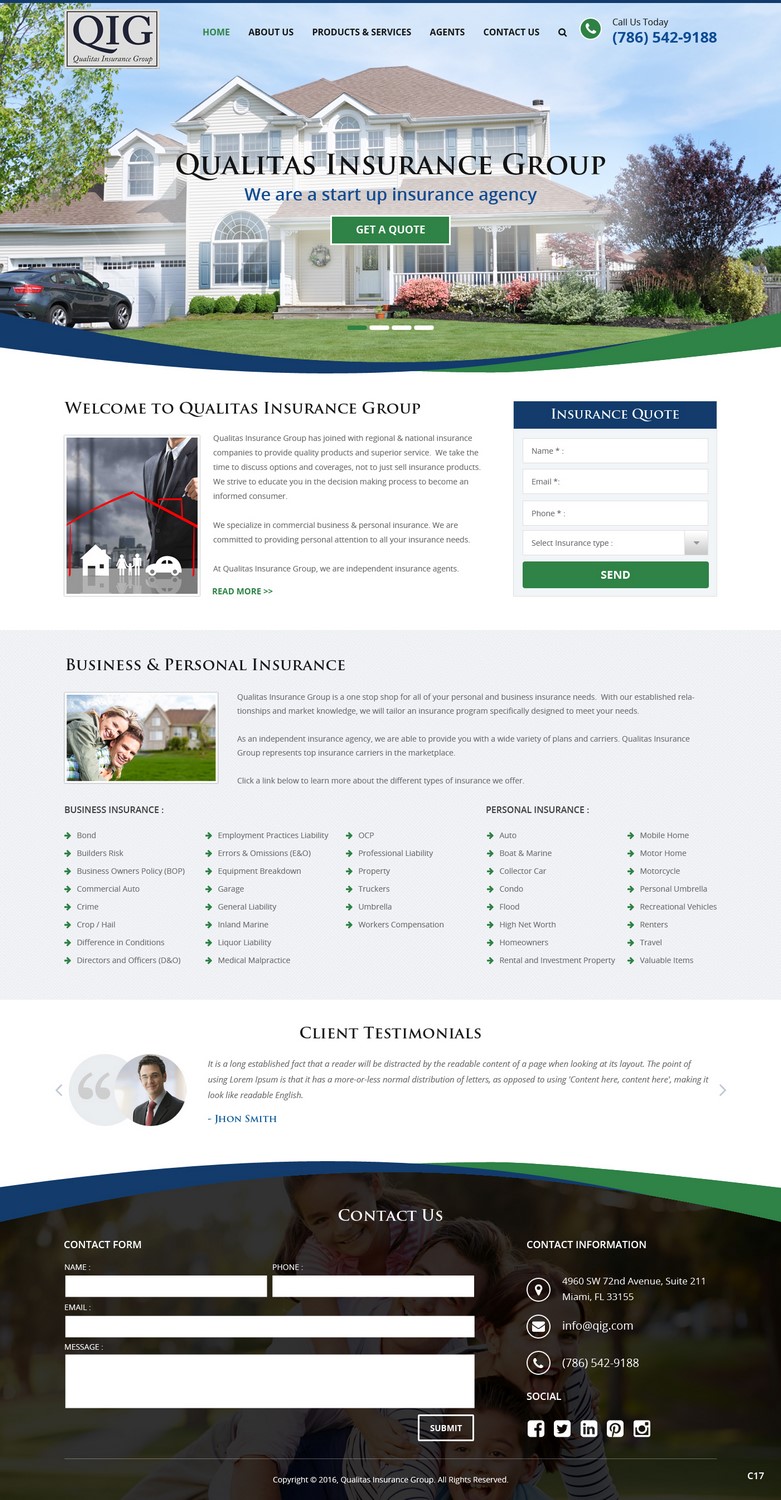 Web Design by pb for Qualitas Insurance Group | Design #10598864