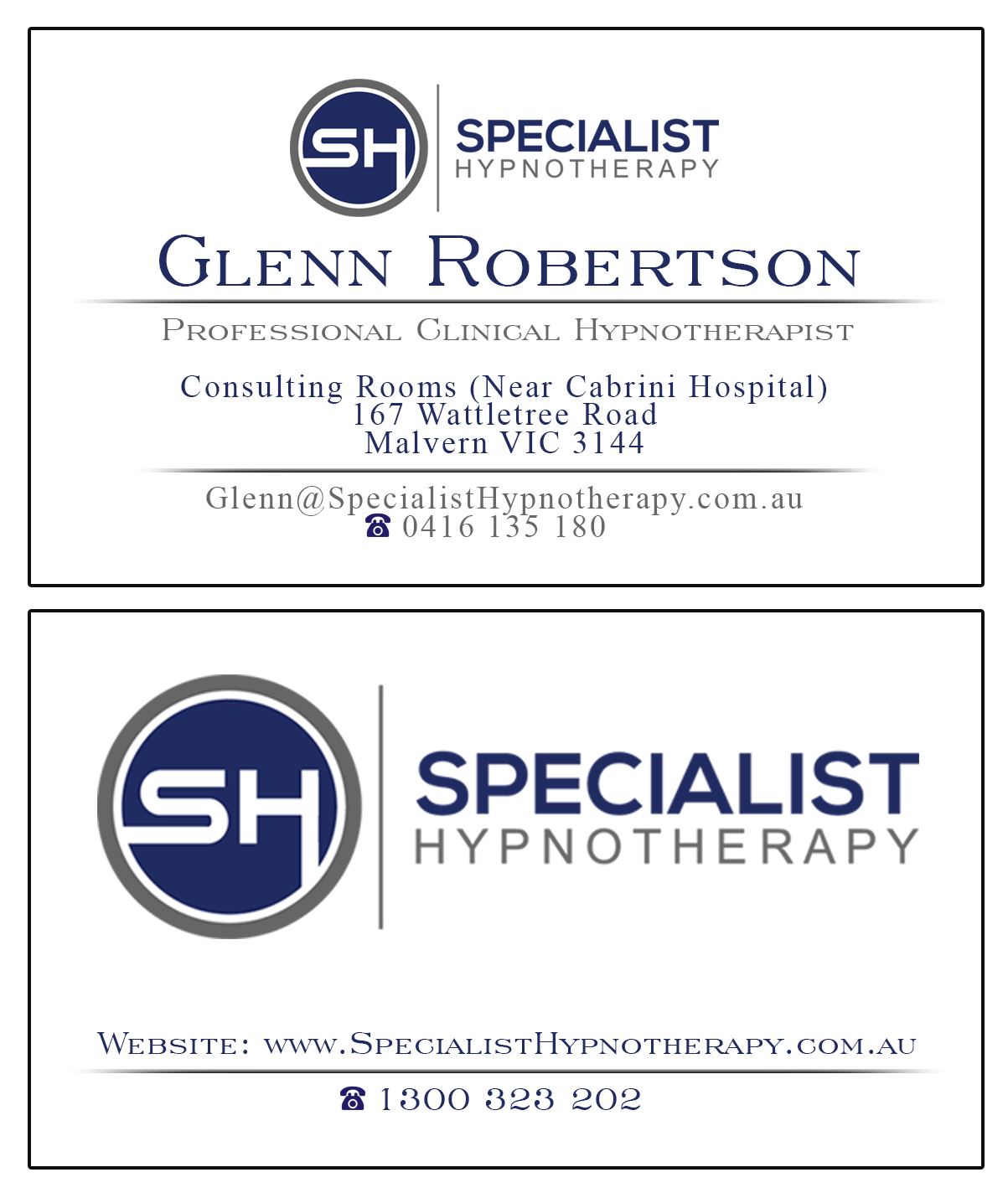 Visitenkarten-Design von Riaz786 für Specialist Hypnotherapy | Design #10578351