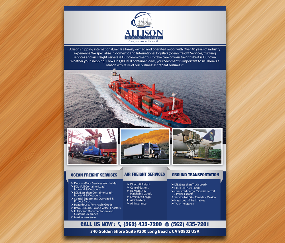 traditional professional shipping flyer design for a company by shipping company flyer