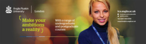 Anglia Ruskin University, London - Quarter Page educational Advertisement | Advertisement Design by Designer Mate