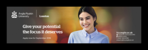 Anglia Ruskin University, London - Quarter Page educational Advertisement | Advertisement Design by D Creative