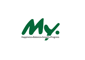 My.  Taglines either:  Happiness. Mine. Yours. Ours.  or  Balance. Happiness. Growth. Progress. | Logo Design by Mokora