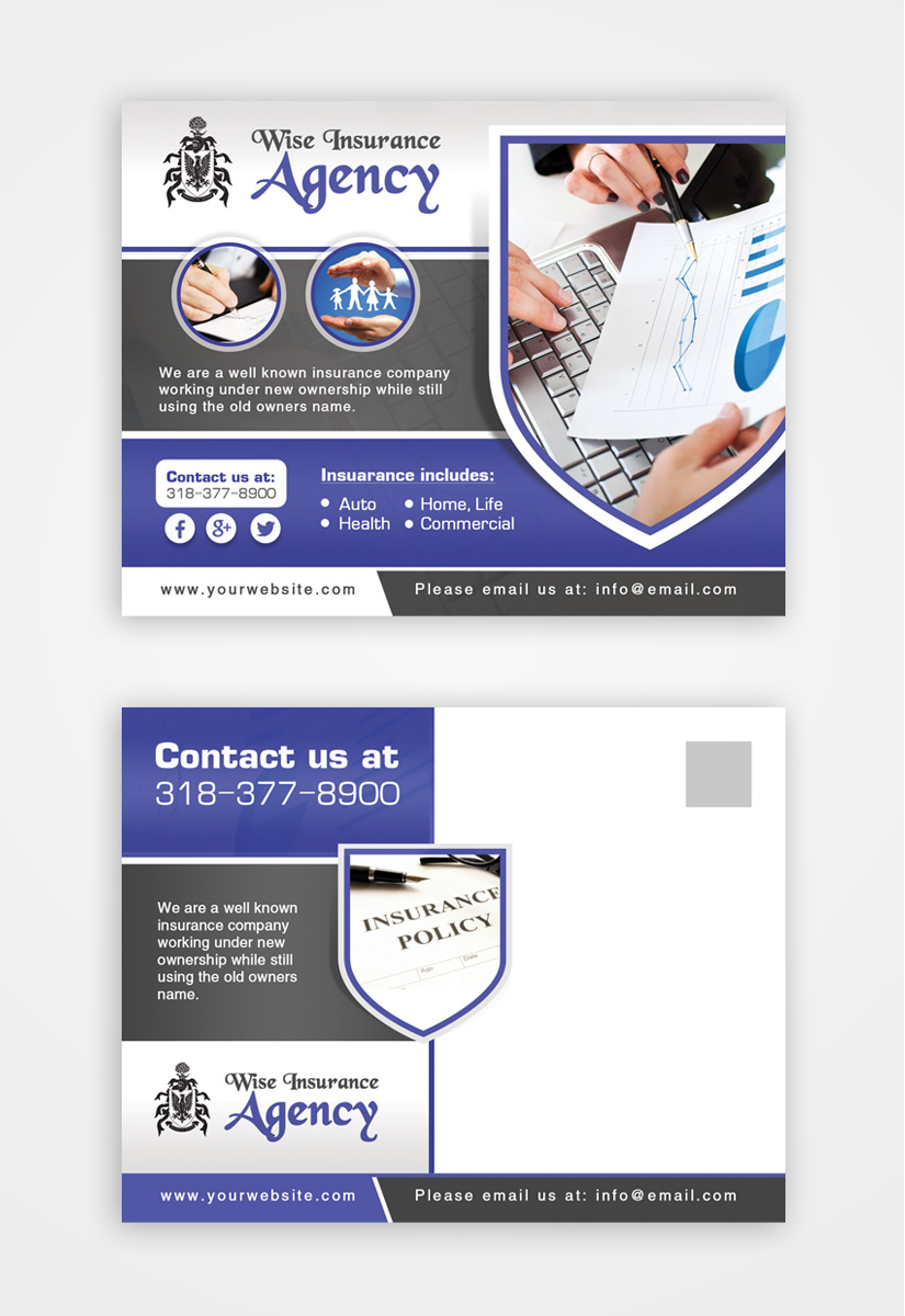 Postcard Design by debdesign for wise insurance agency | Design #10600238