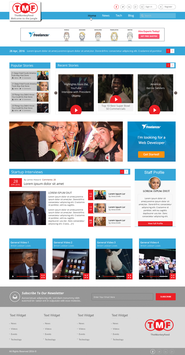 Web-Design von HarmiDesigning für TheMonkeyFeed | Design #10734810