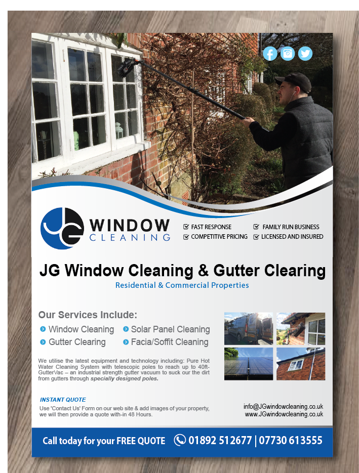 Flyer-Design von alex989 für JG Window Cleaning  | Design #10650031