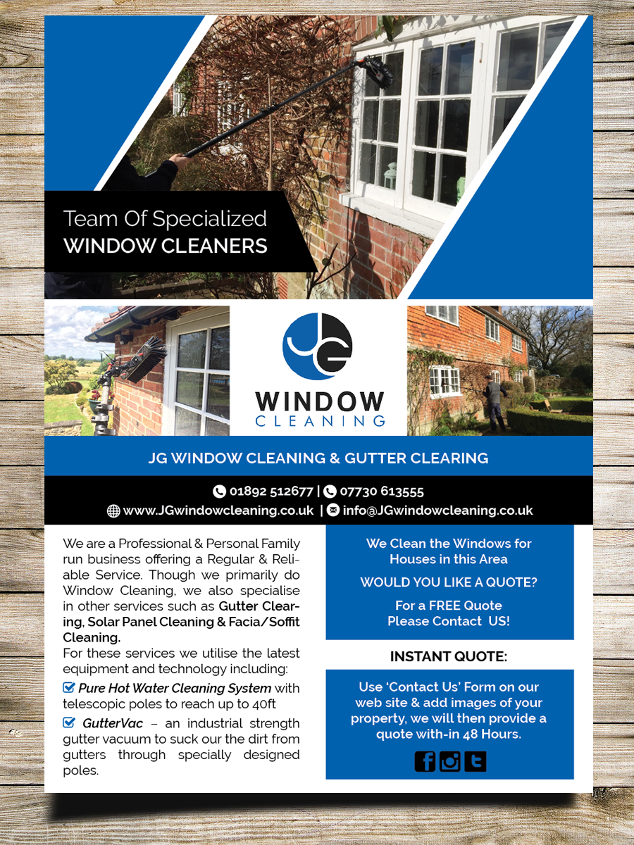 Flyer-Design von Masha K für JG Window Cleaning  | Design #10651223