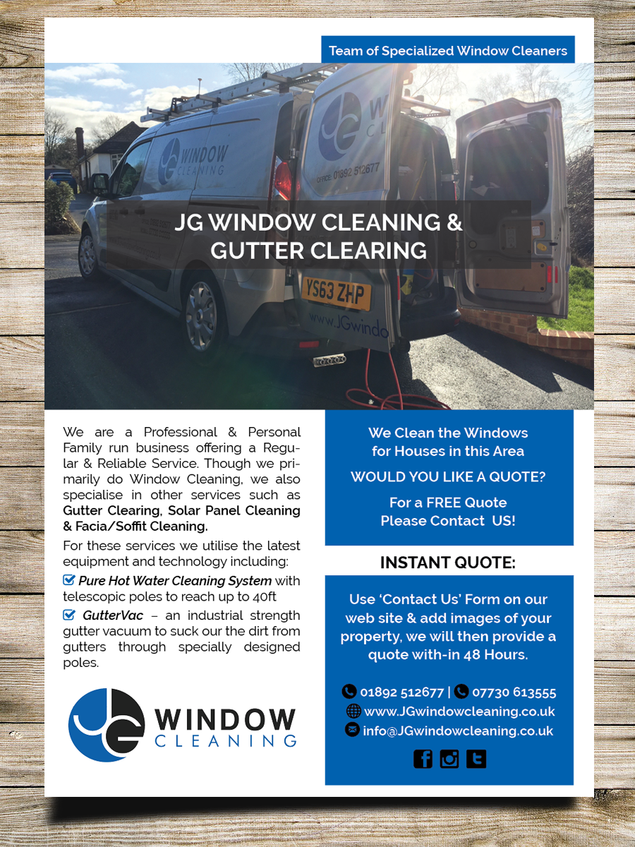 Flyer-Design von Masha K für JG Window Cleaning  | Design #10651227