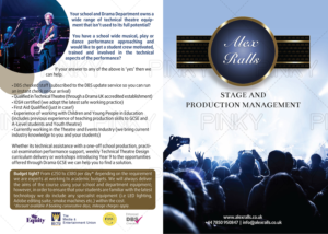 Specialist Technical Theatre service for schools | Brochure Design by Pinky 