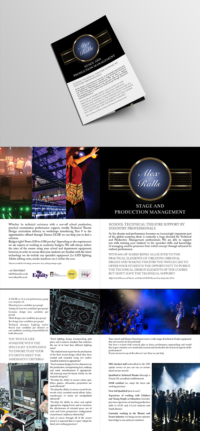 Brochure Design by senja for Alex Ralls Stage and Production Management | Design #10643317