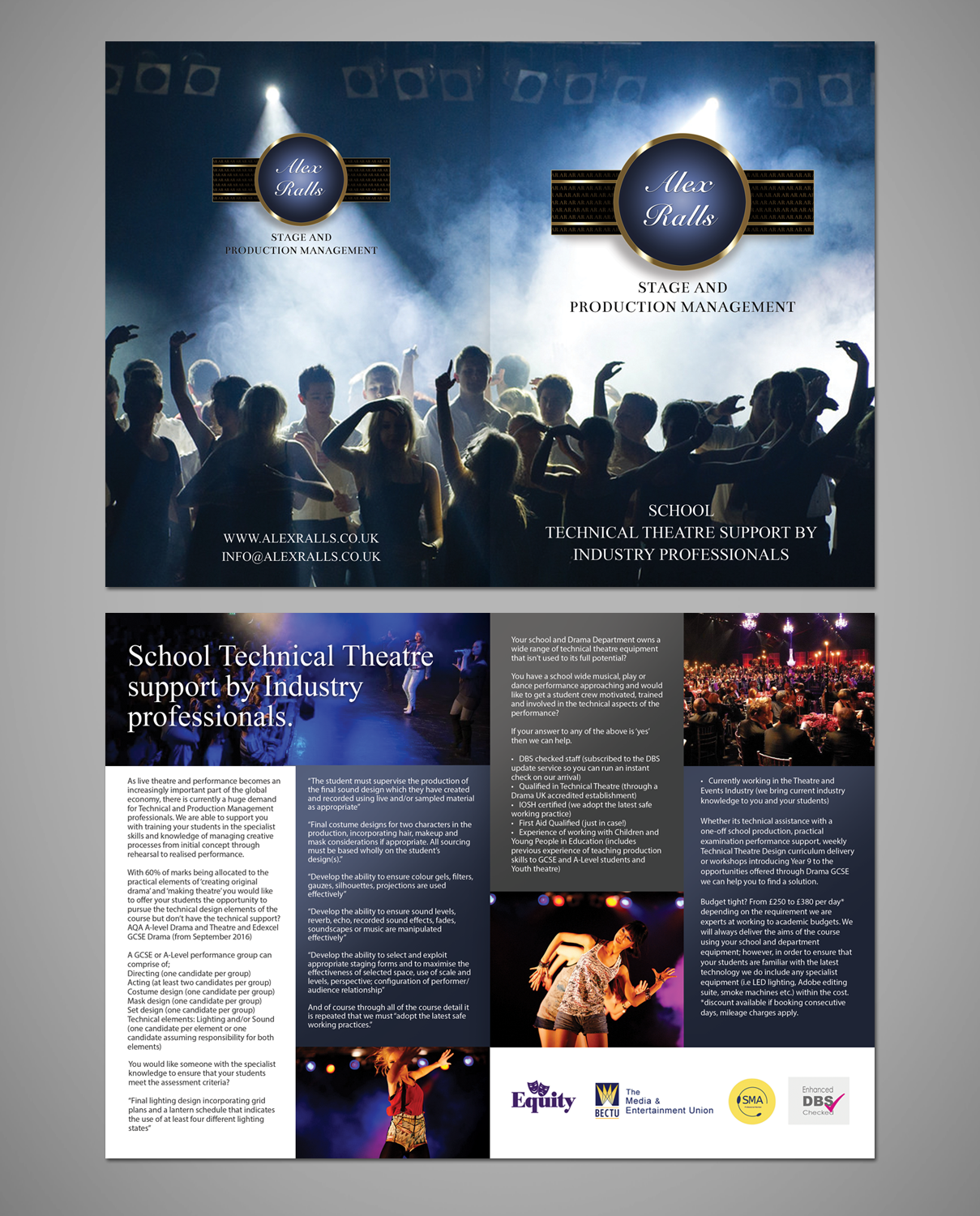 Broschüren-Design von Victor_pro für Alex Ralls Stage and Production Management | Design #10632962