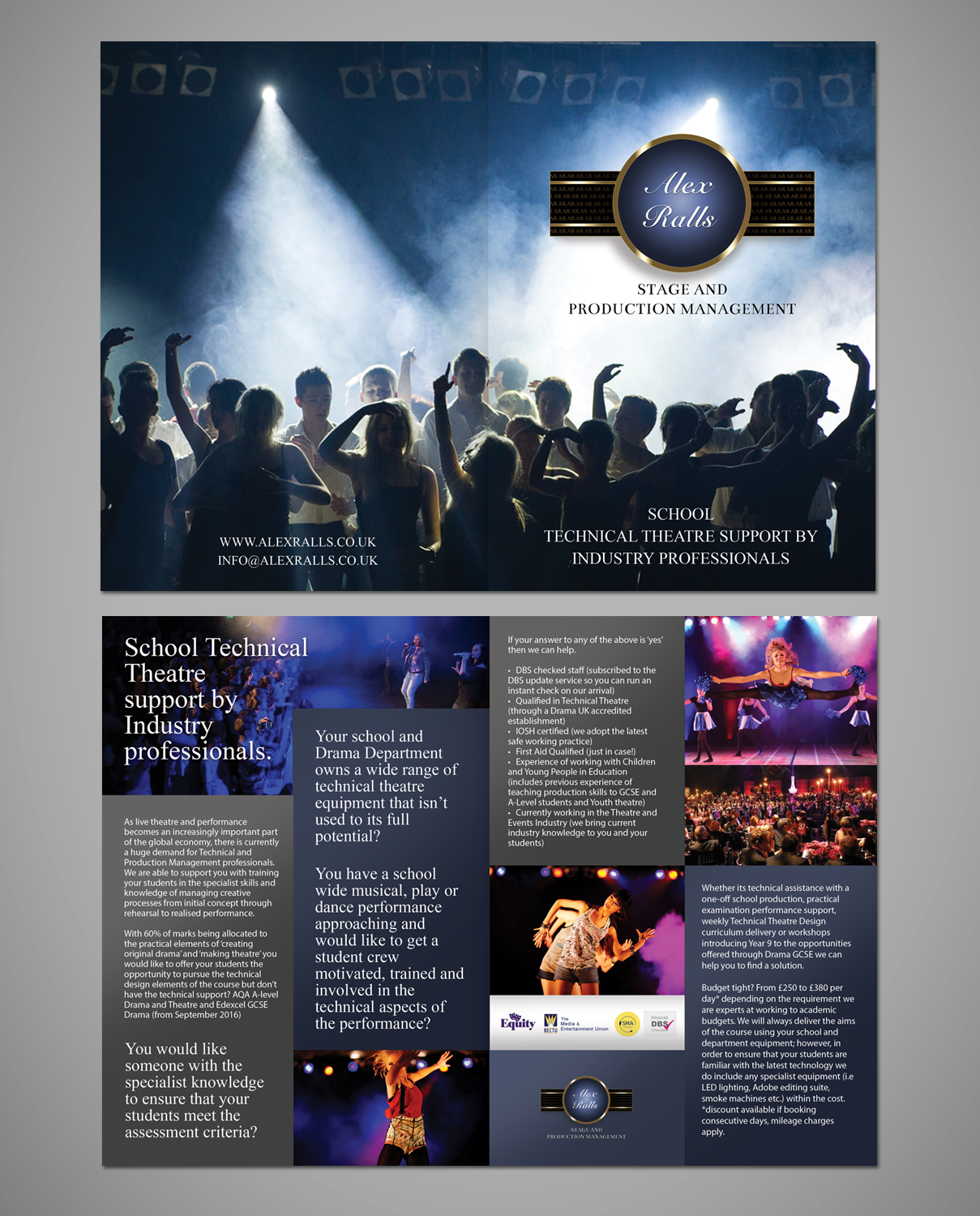 Broschüren-Design von Victor_pro für Alex Ralls Stage and Production Management | Design #10650575