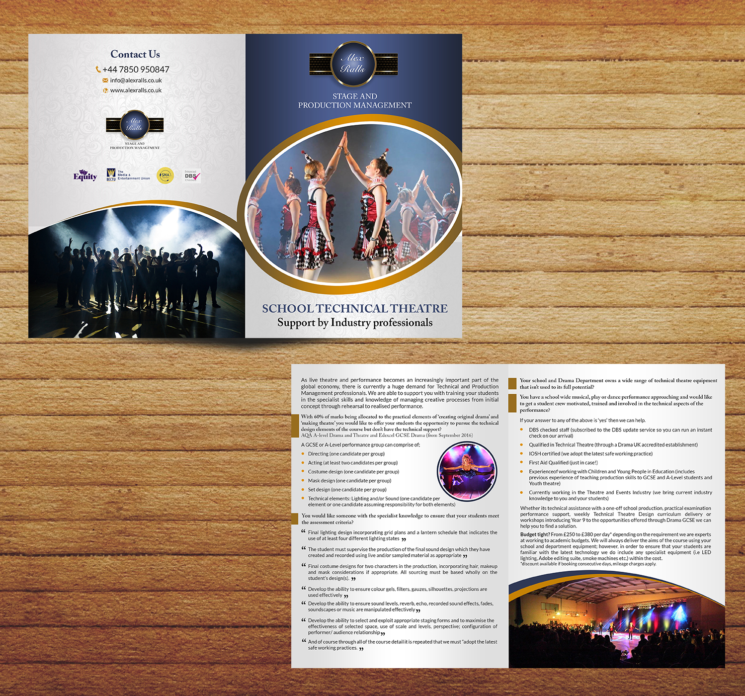 Brochure Design by aspiremedia for Alex Ralls Stage and Production Management | Design: #10690914