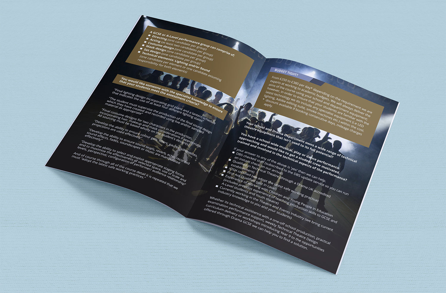 Broschüren-Design von barinix für Alex Ralls Stage and Production Management | Design #10663224