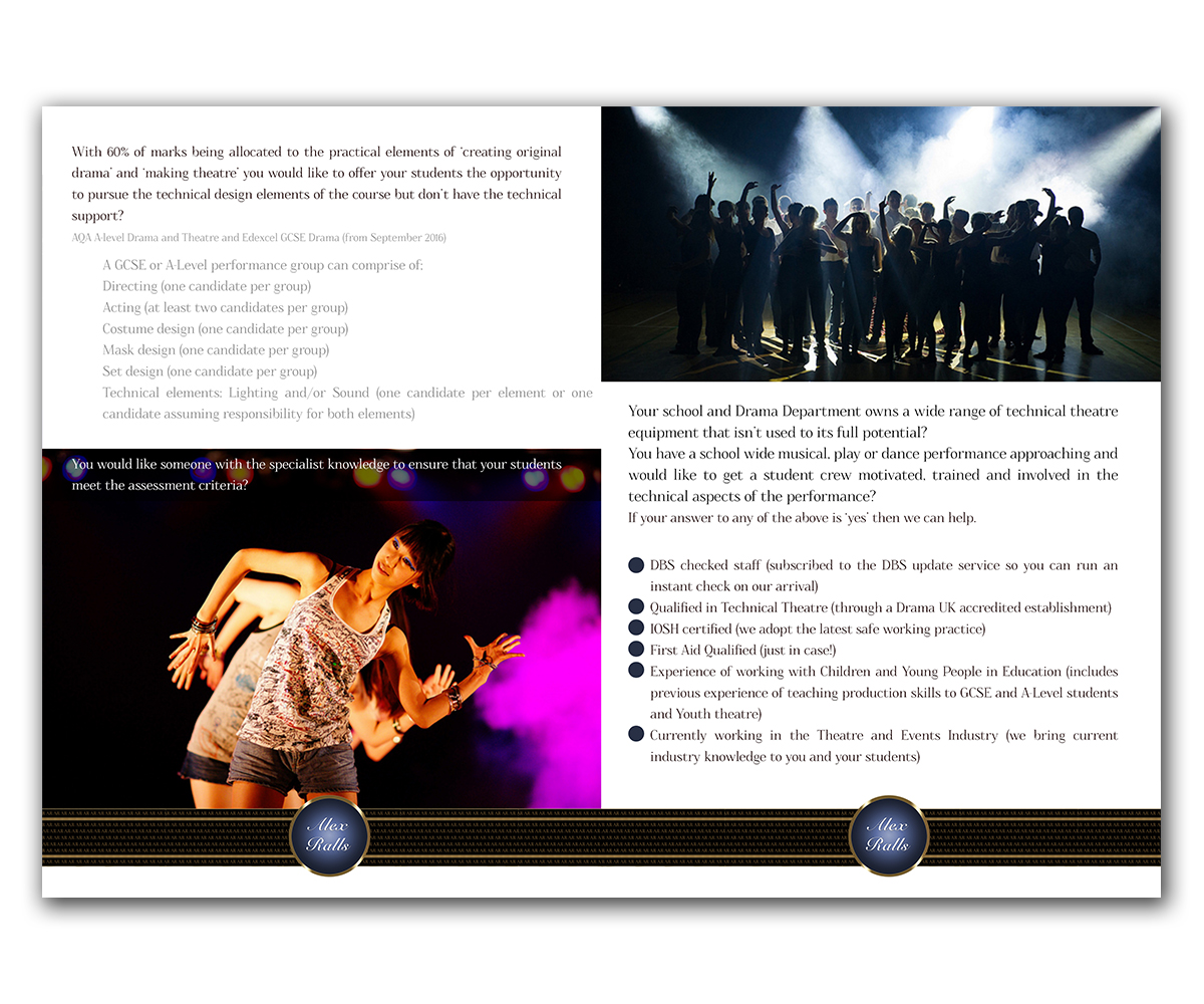 Broschüren-Design von Sandaru für Alex Ralls Stage and Production Management | Design #10618152