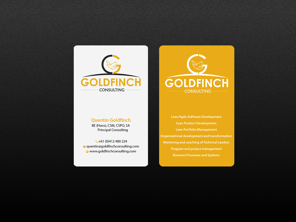 Business Card Design by Creations Box 2015 for Goldfinch Consulting Pty Ltd | Design #10654703