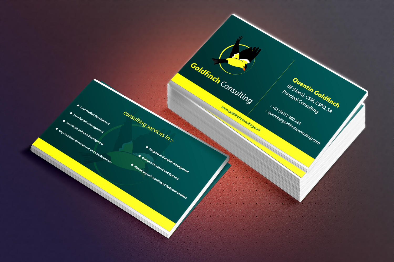 Business Card Design by Karan :) for Goldfinch Consulting Pty Ltd | Design #10617133