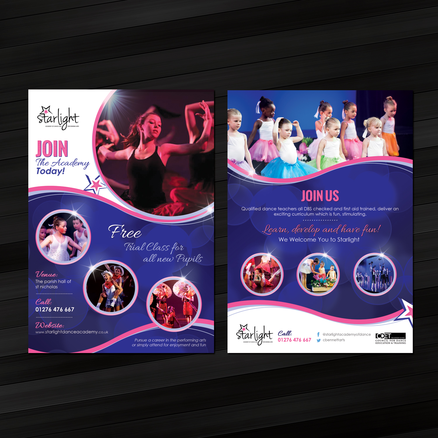 Elegant Playful School Flyer Design For Starlight Dance Academy