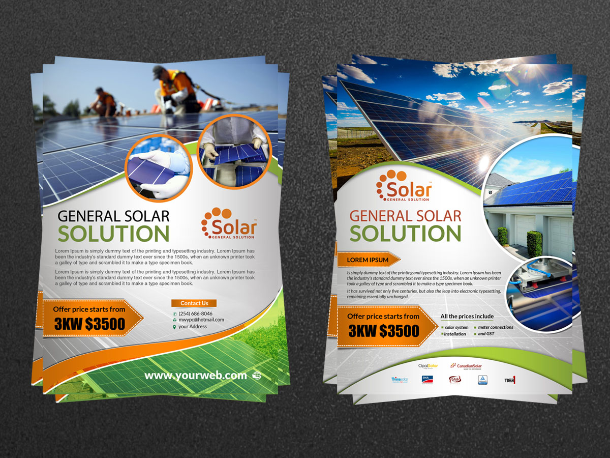 Flyer Design by creative.bugs for General Solar Solution Pty Ltd | Design #10647624