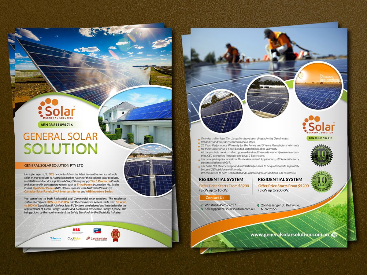 Flyer-Design von creative.bugs für General Solar Solution Pty Ltd | Design #10739457