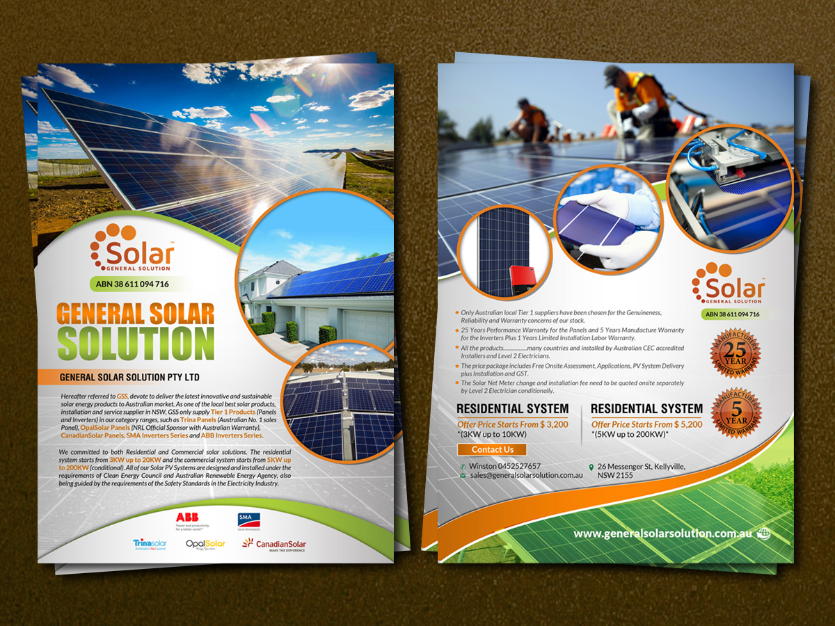 Flyer-Design von creative.bugs für General Solar Solution Pty Ltd | Design #10769016