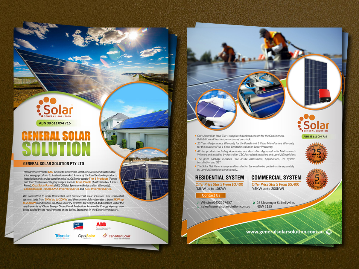 Flyer-Design von creative.bugs für General Solar Solution Pty Ltd | Design #10788795