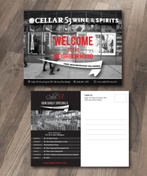 Postcard Design by alex989 for Cellar 53 Wine & Spirits | Design: #10661006