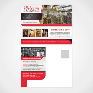 Postcard Design by debdesign for Cellar 53 Wine & Spirits | Design: #10665632