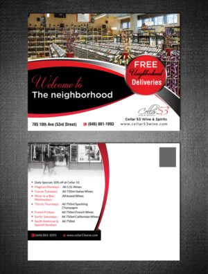 Postcard Design by creative.bugs for Cellar 53 Wine & Spirits | Design: #10673062