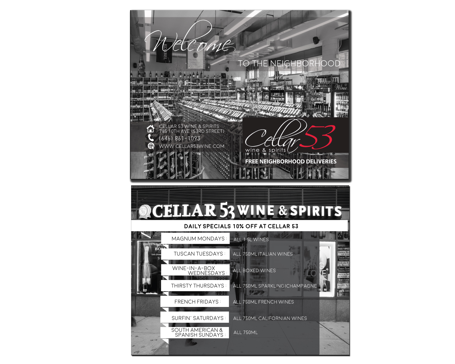 Postcard Design by unlimit_design for Cellar 53 Wine & Spirits | Design #10713971