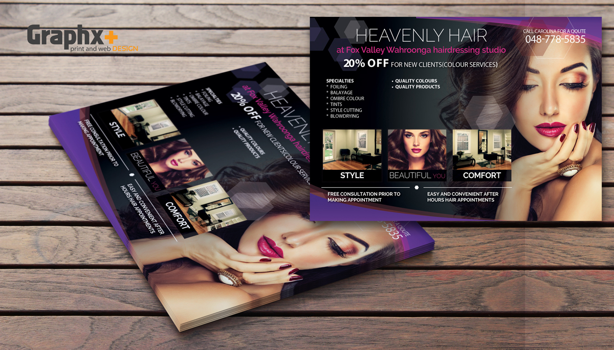 Flyer Design by Graphxplus for Heavenly Hair  | Design #10726759